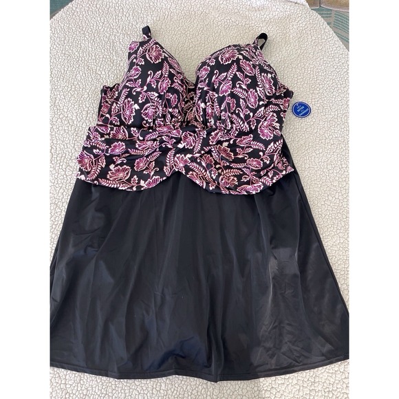 Swim Dress Plus Size 28 Swimsuit for All Suit Skirt Padded Bra One Piece - Picture 10 of 16